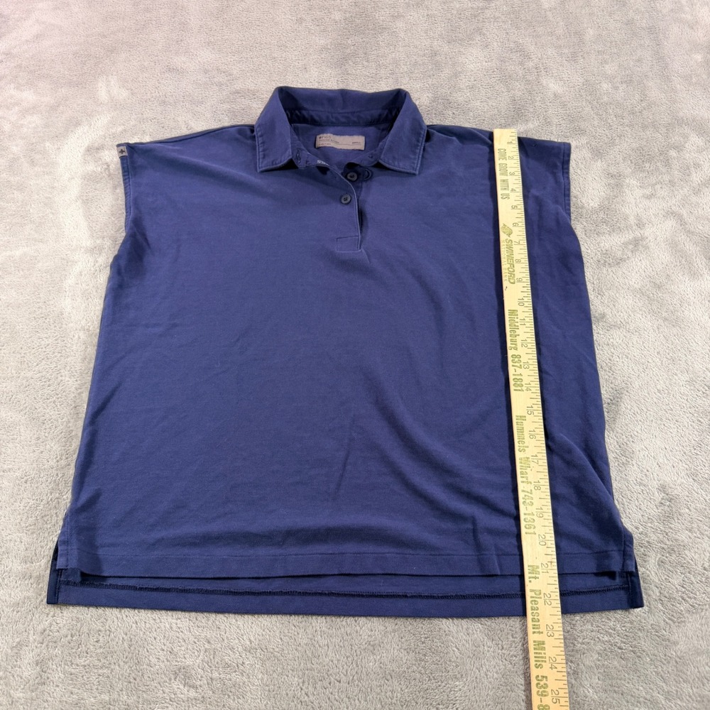 FIGS Tailored Scrubs Top Women Small Navy Pima Cotton Sleeveless Polo W21WW1009 - Picture 2 of 8